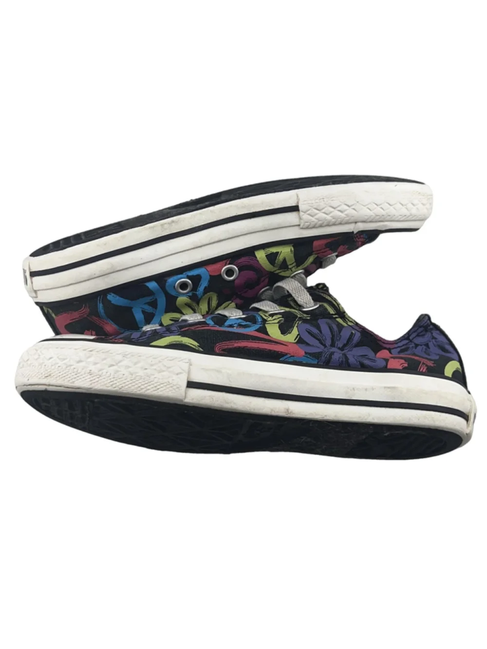Girls Converse All Star Low Top Sneakers Size 13 Multicolor Peace Print Shoes